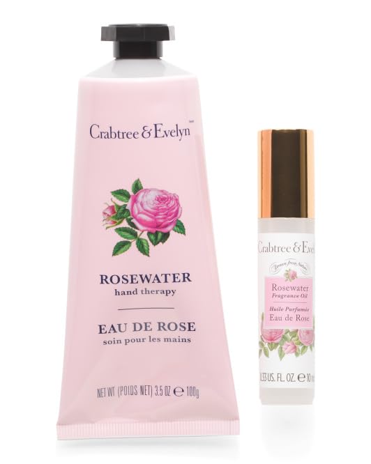 Crabtree and Evelyn Rosewater fragrance rollerball close-up showing smooth glide on skin.