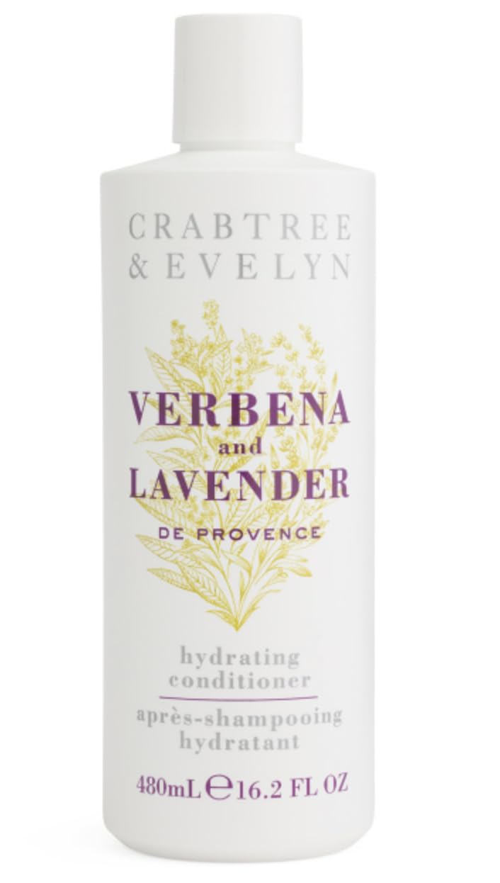 Crabtree & Evelyn Verbena and Lavender conditioner bottle, hydrating formula.