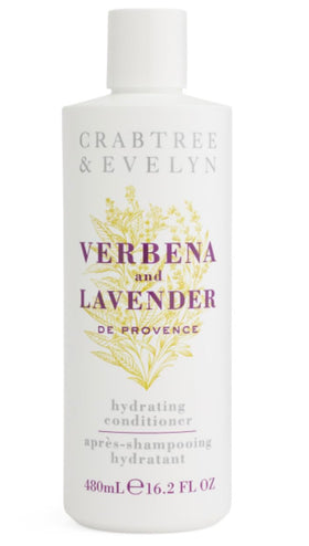 Crabtree & Evelyn Verbena and Lavender conditioner bottle, hydrating formula.