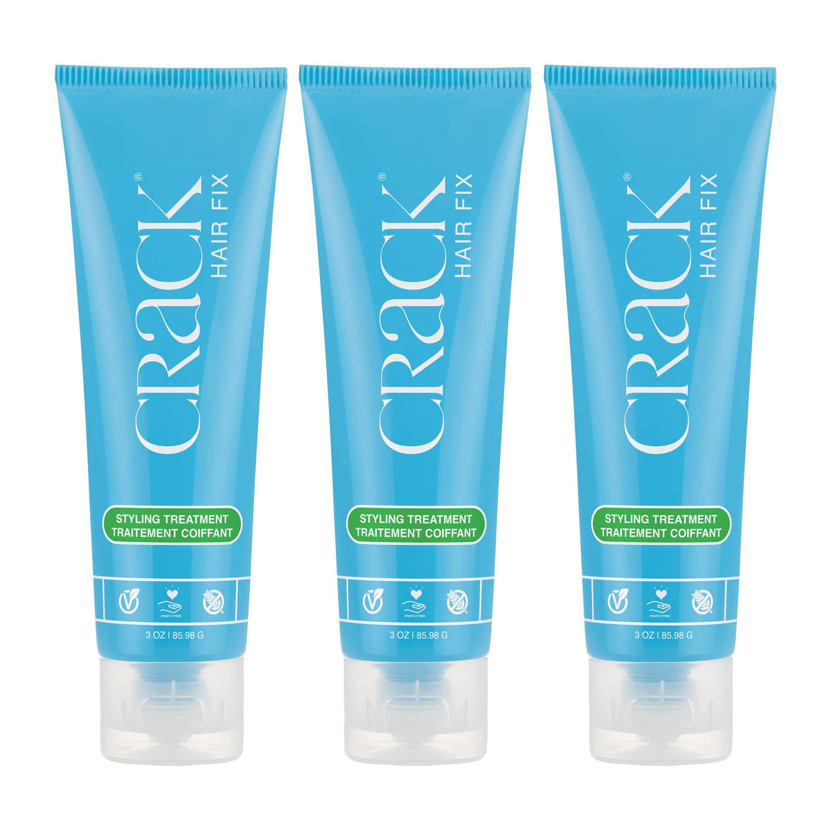 Crack Hair Fix Air Dry Cream bottle demonstrates frizz control
