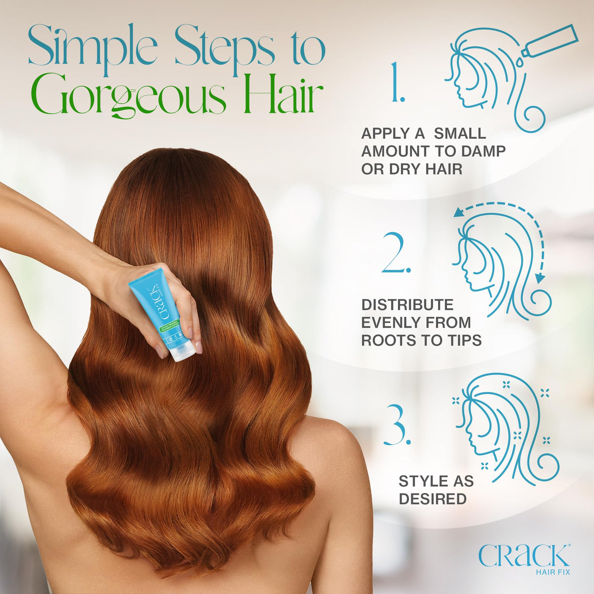 Crack Hair Fix acts as a humidity barrier to reduce frizz throughout the day.