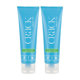 Crack Hair Fix Styling Cream bottle pour shows easy application for smooth, polished hair