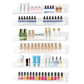 Craftifano 6-pack wall-mounted acrylic nail polish organizer full display showing clear visibility