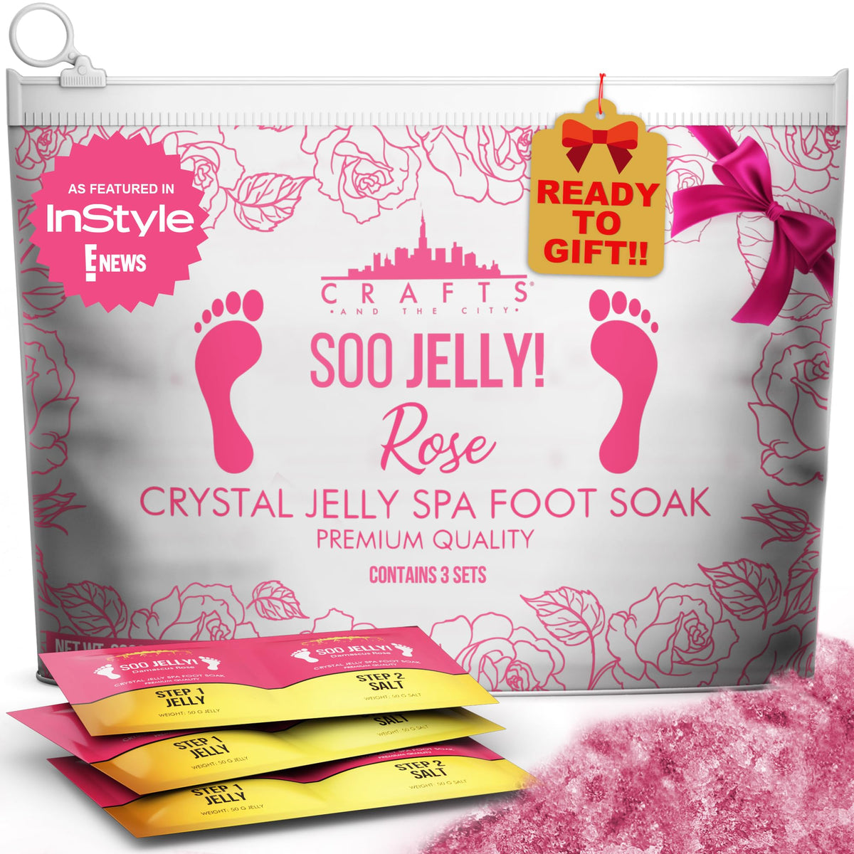 Crafts And The City SOO JELLY Pedicure Packs packaging ready for gifting and home spa use