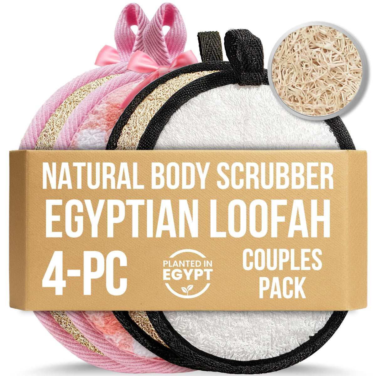 CraftsOfEgypt dual-sided loofah pad for versatile face and body cleansing.
