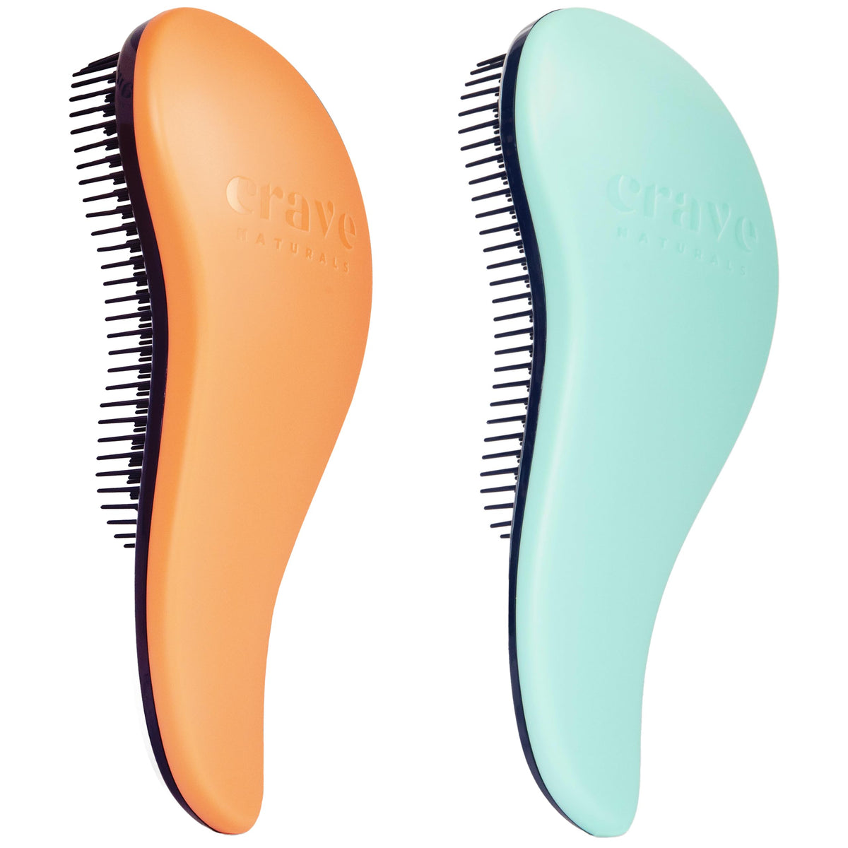 Crave Naturals Glide Thru Hair Brush front view in coral and turquoise for gentle detangling.