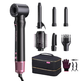 CrazyMar Air Wrap Hair Styler showing 7-in-1 attachments for versatile home styling.
