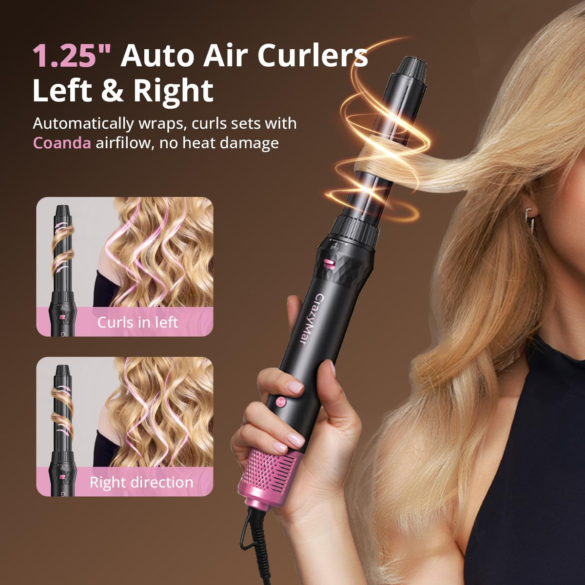 CrazyMar Air Wrap Hair Styler with negative-ion technology smooths frizz and adds shine.