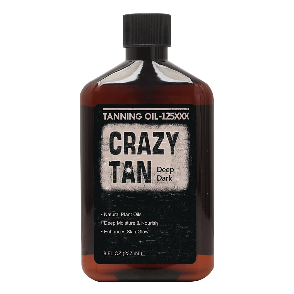 Crazytan Deep Dark Oil bottle with fresh citrus scent for outdoor tanning