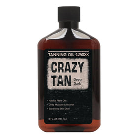 Crazytan Deep Dark Oil bottle with fresh citrus scent for outdoor tanning