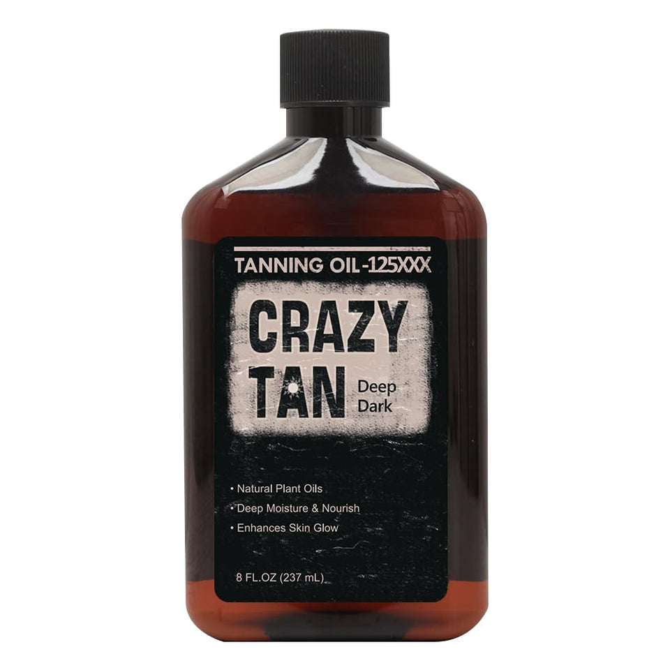 Crazytan Deep Dark Oil bottle with fresh citrus scent for outdoor tanning