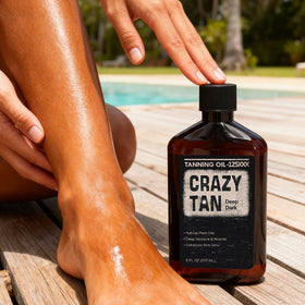 Crazytan oil application on skin for silky, even glow