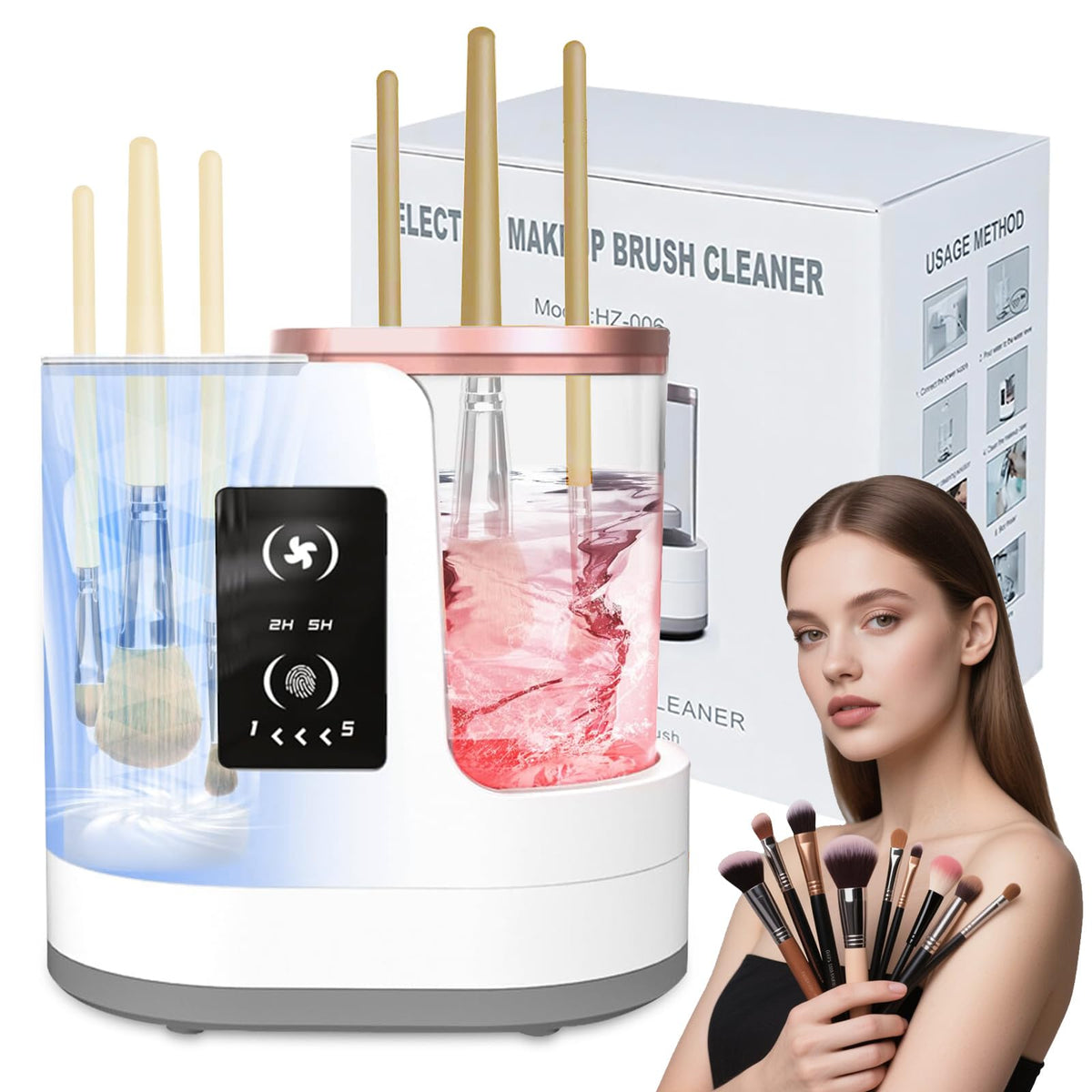 CreaCare 3-in-1 cleaner and dryer for fast, hands-free brush cleaning