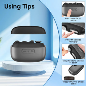 CreaCare electric nail clipper USB rechargeable for convenient charging.