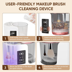 CreaCare universal compatibility cleans large powder to small eyeliner brushes