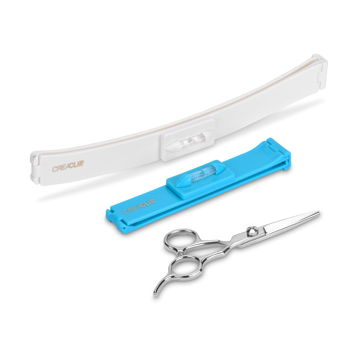 CreaClip original set and scissors for precise at‑home haircuts.