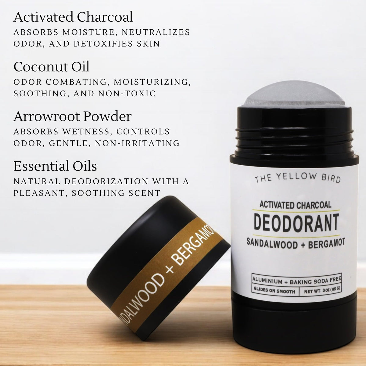 The Yellow Bird deodorant offers creamy glide for underarm comfort.