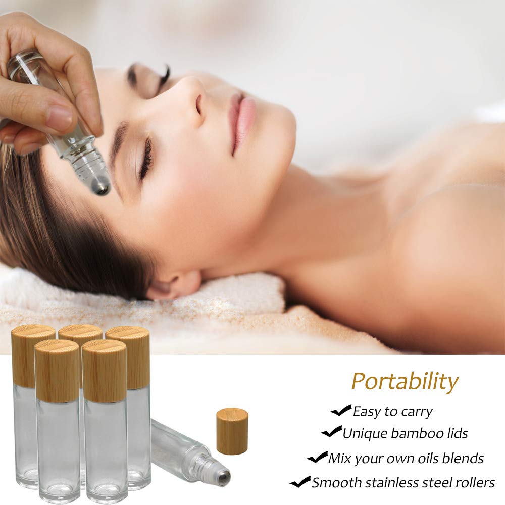 Creatiee-Pro clear glass bottle with stainless steel roller ball for essential oil blends