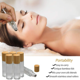 Creatiee-Pro clear glass bottle with stainless steel roller ball for essential oil blends