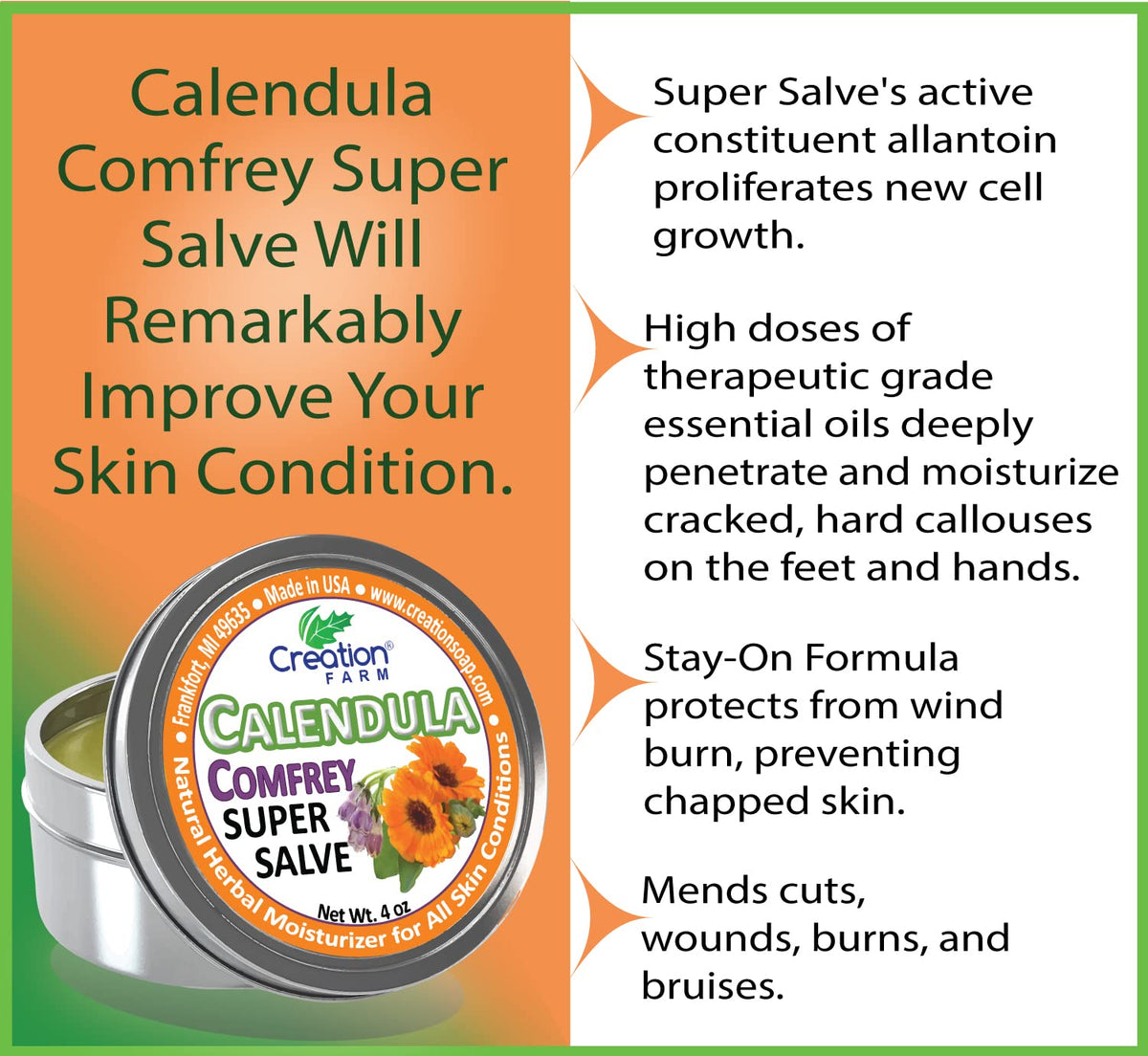 Creation Pharm Calendula Salve hands application demonstrates daily moisturizing routine