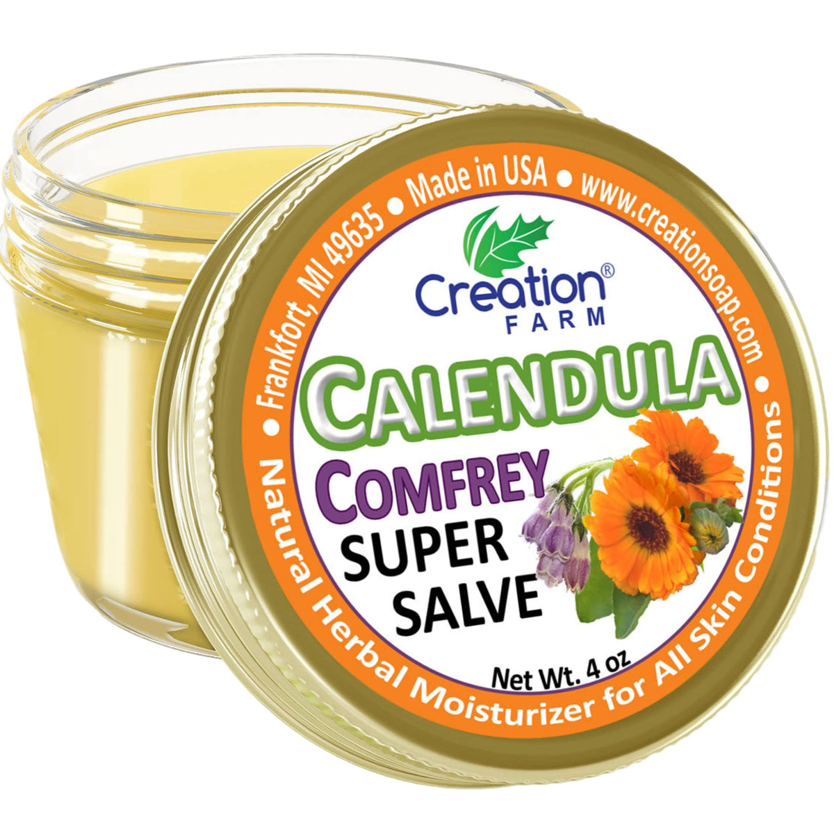 Creation Pharm Calendula Salve packaging shows sustainable design for daily use