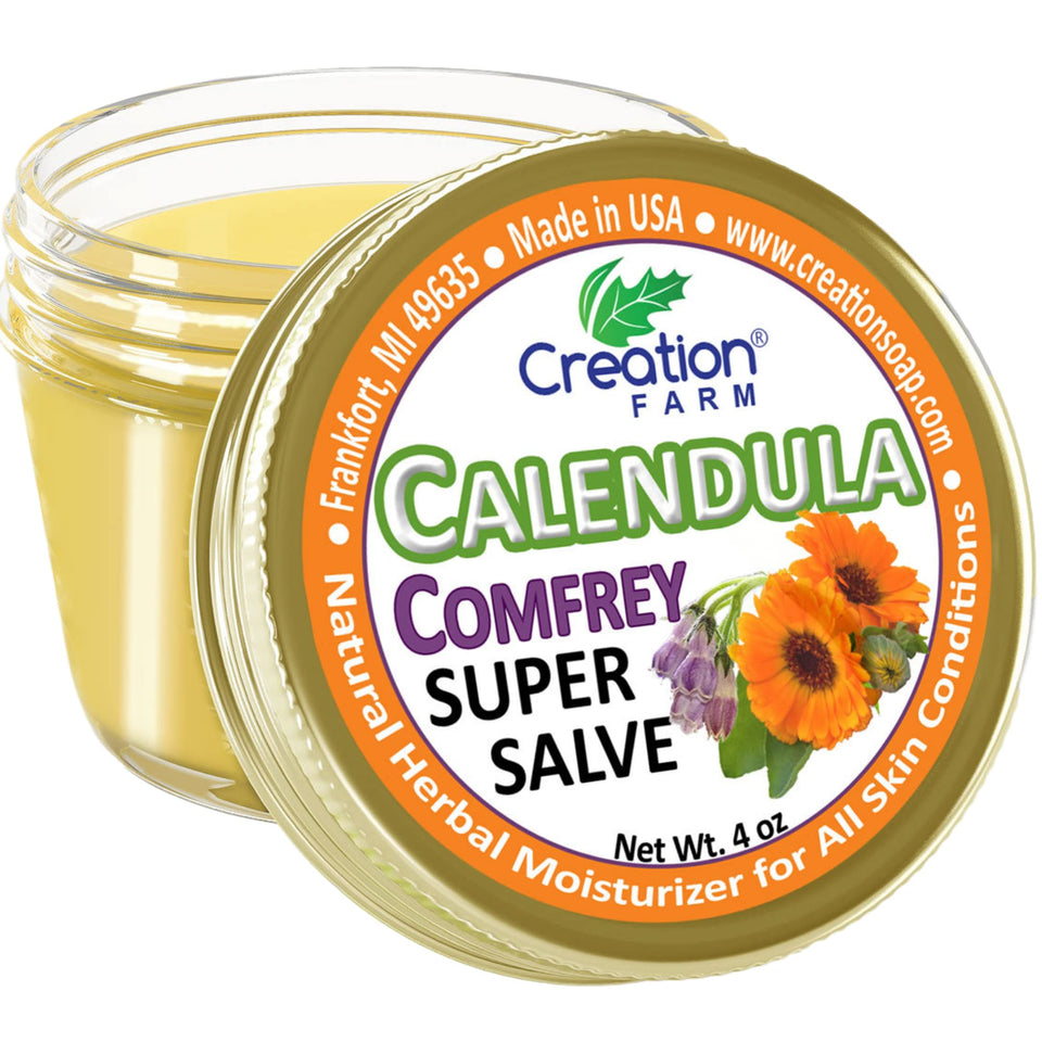 Creation Pharm Calendula Salve packaging shows sustainable design for daily use