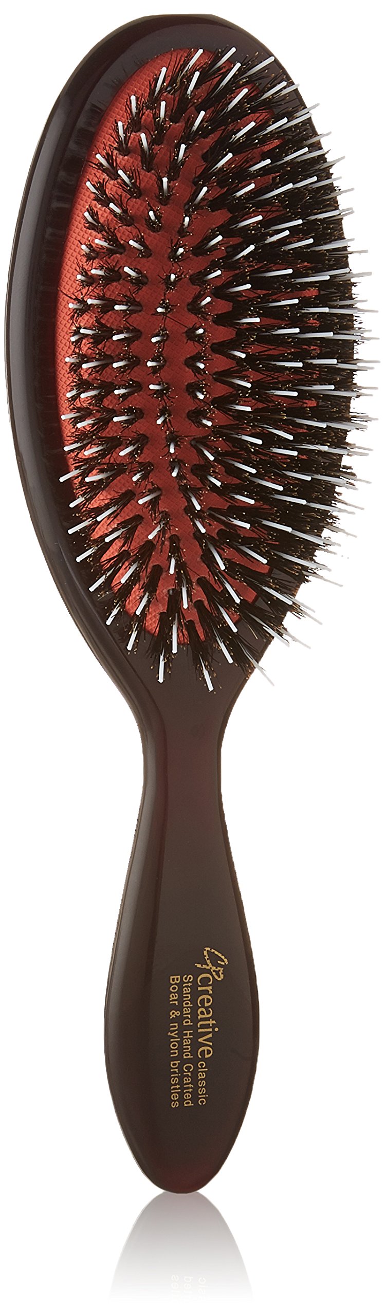 Creative Hair Brushes Signature Classic Air Cushion Brush close-up showing natural boar bristles for gentle detangling and oil distribution.