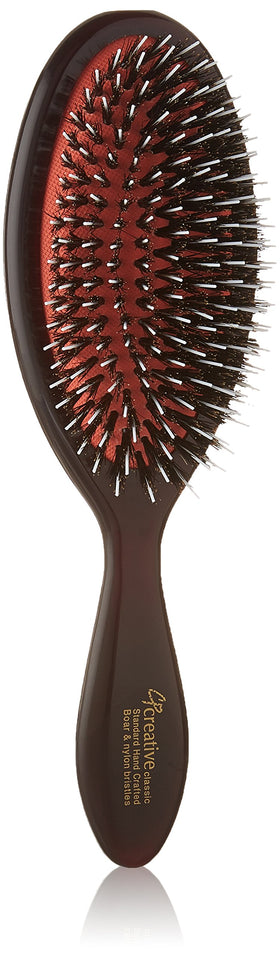Creative Hair Brushes Signature Classic Air Cushion Brush close-up showing natural boar bristles for gentle detangling and oil distribution.
