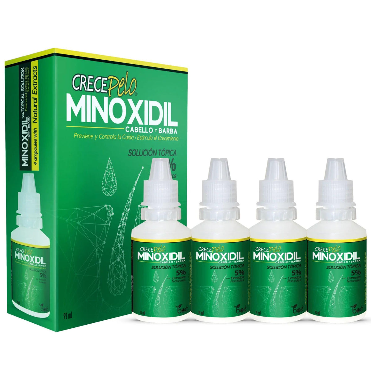 Crece Pelo minoxidil bottle ready for regular scalp treatment and consistent use.