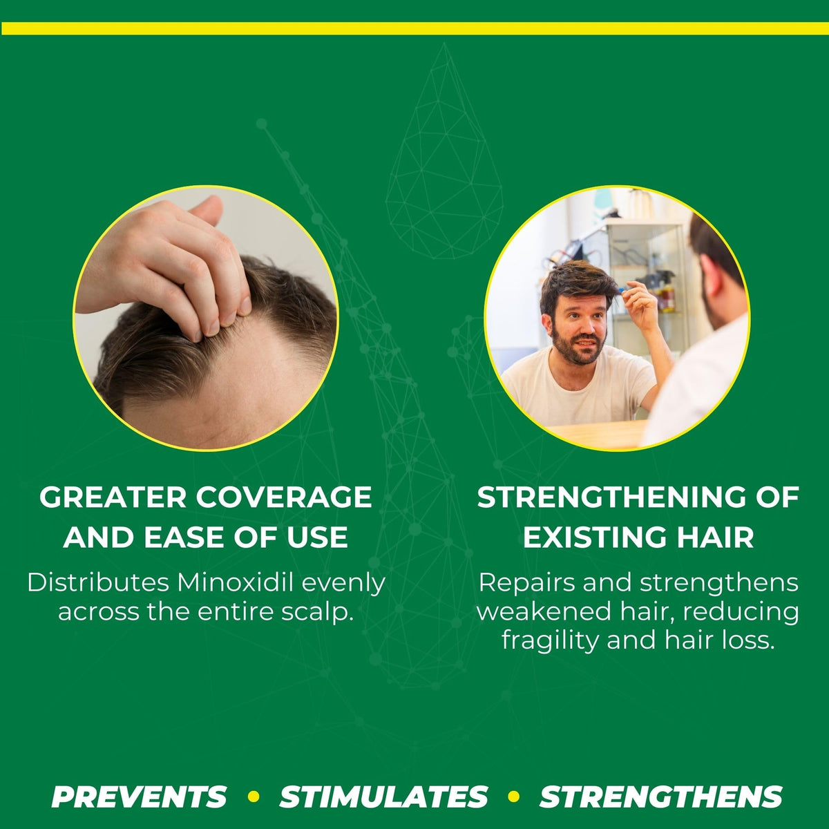 Crece Pelo minoxidil bottle label highlights 5% strength for clear dosing.