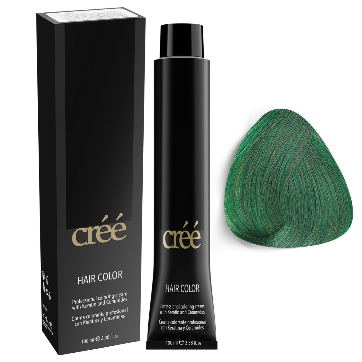Cree Professional Green dye bottle shows bold at‑home color for a vibrant result