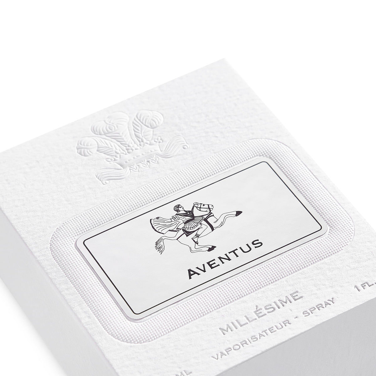 Creed Aventus packaging box and bottle, highlighting luxury presentation.