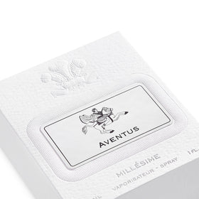 Creed Aventus packaging box and bottle, highlighting luxury presentation.