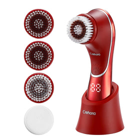 Crehora facial cleansing brush packshot with four interchangeable heads for versatile skincare
