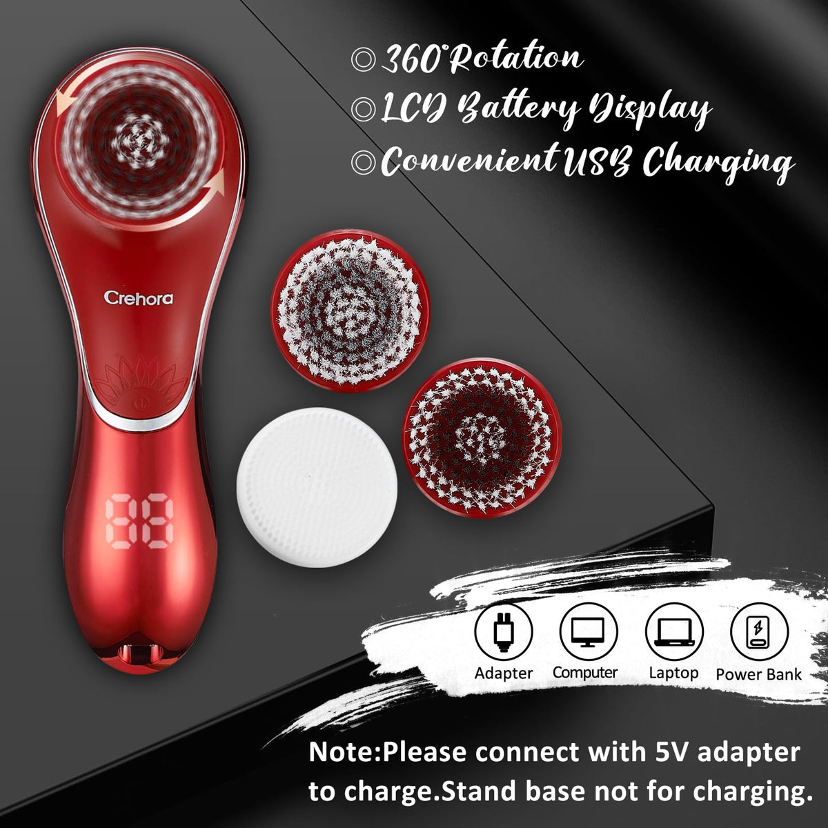 Crehora USB charging base keeps the device powered and ready for travel