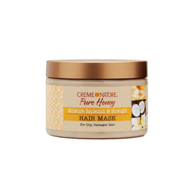Creme of Nature Hair Mask jar with honey and coconut oil delivering rich moisture.