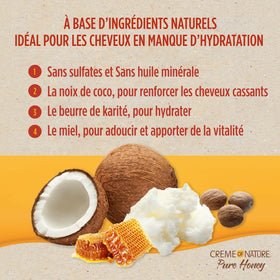Close-up of Creme of Nature Hair Mask creamy texture highlighting honey and shea butter.