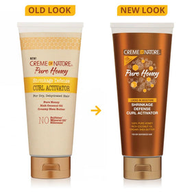 Creme of Nature Pure Honey Curl Activator hair closeup shows moisture and curl definition.