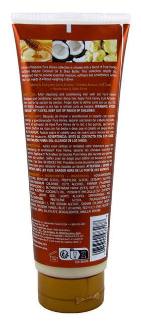 Creme of Nature Pure Honey Curl Activator label explains ingredients and usage tips.