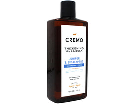 Cremo ingredients label close-up suggesting barber-grade thickening formula.