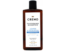Cremo Juniper & Eucalyptus scent close-up showing evolving fragrance notes.