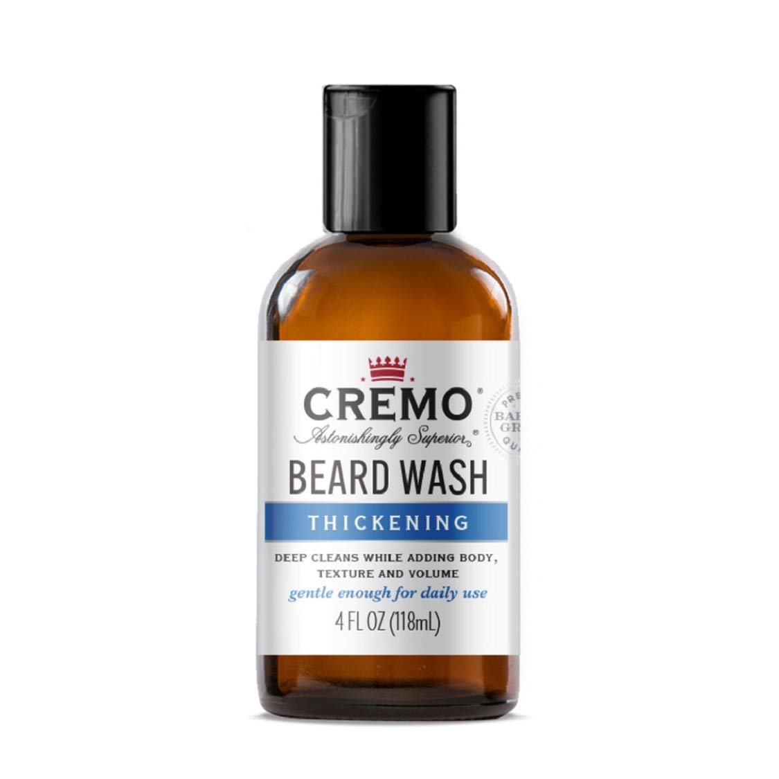 Cremo Beard Wash Thickening Bottle with rich lather boosts beard fullness