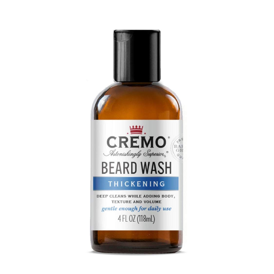 Cremo Beard Wash Thickening Bottle with rich lather boosts beard fullness