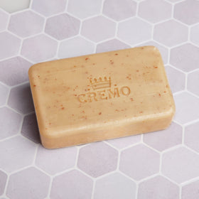 Cremo Bourbon and Oak exfoliating bar is designed for a masculine shower ritual.