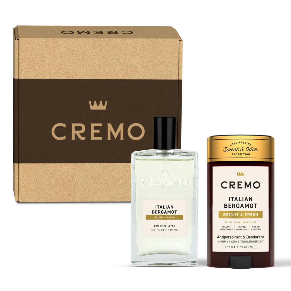 Cremo Italian Bergamot cologne bottle with bright, multi-layer fragrance for daily wear