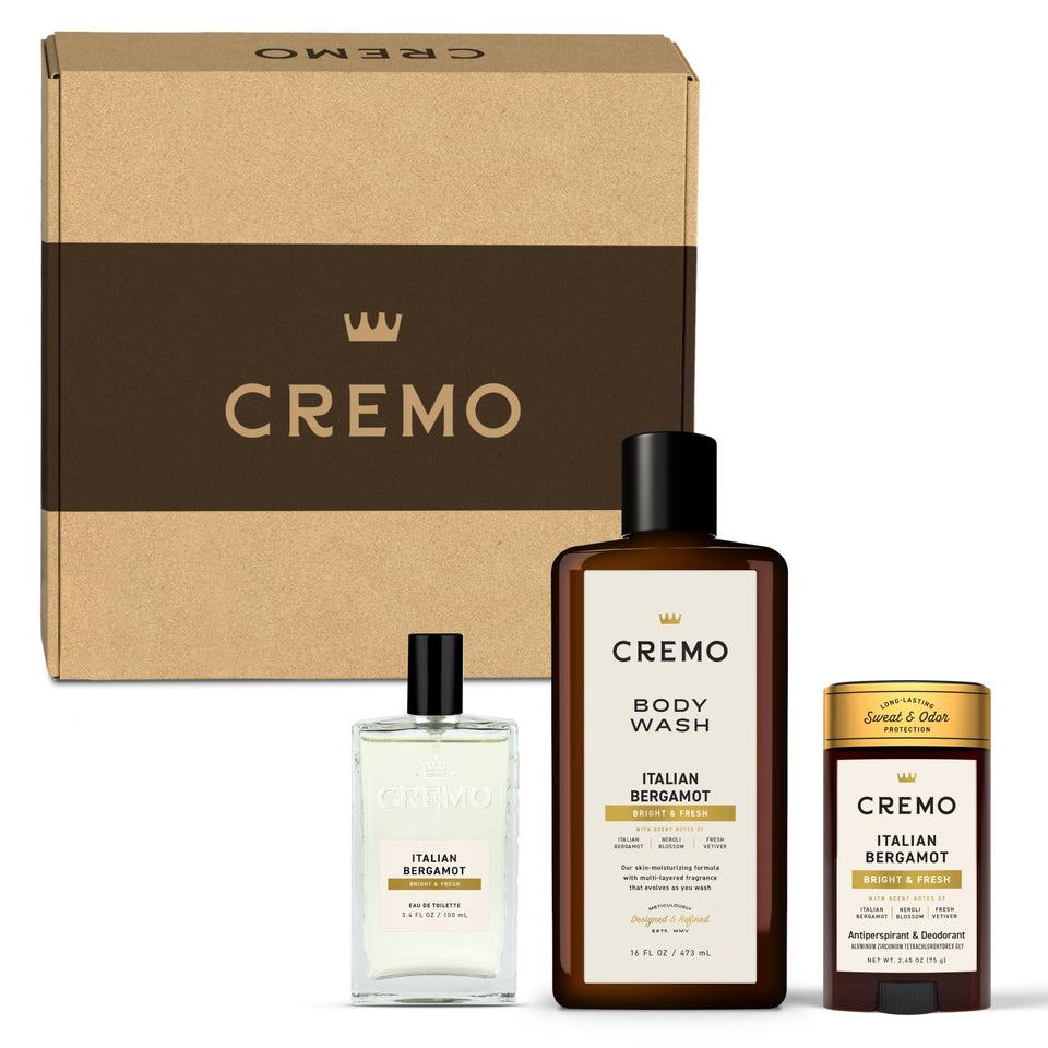 Cremo Italian Bergamot set top shot ready for gifting