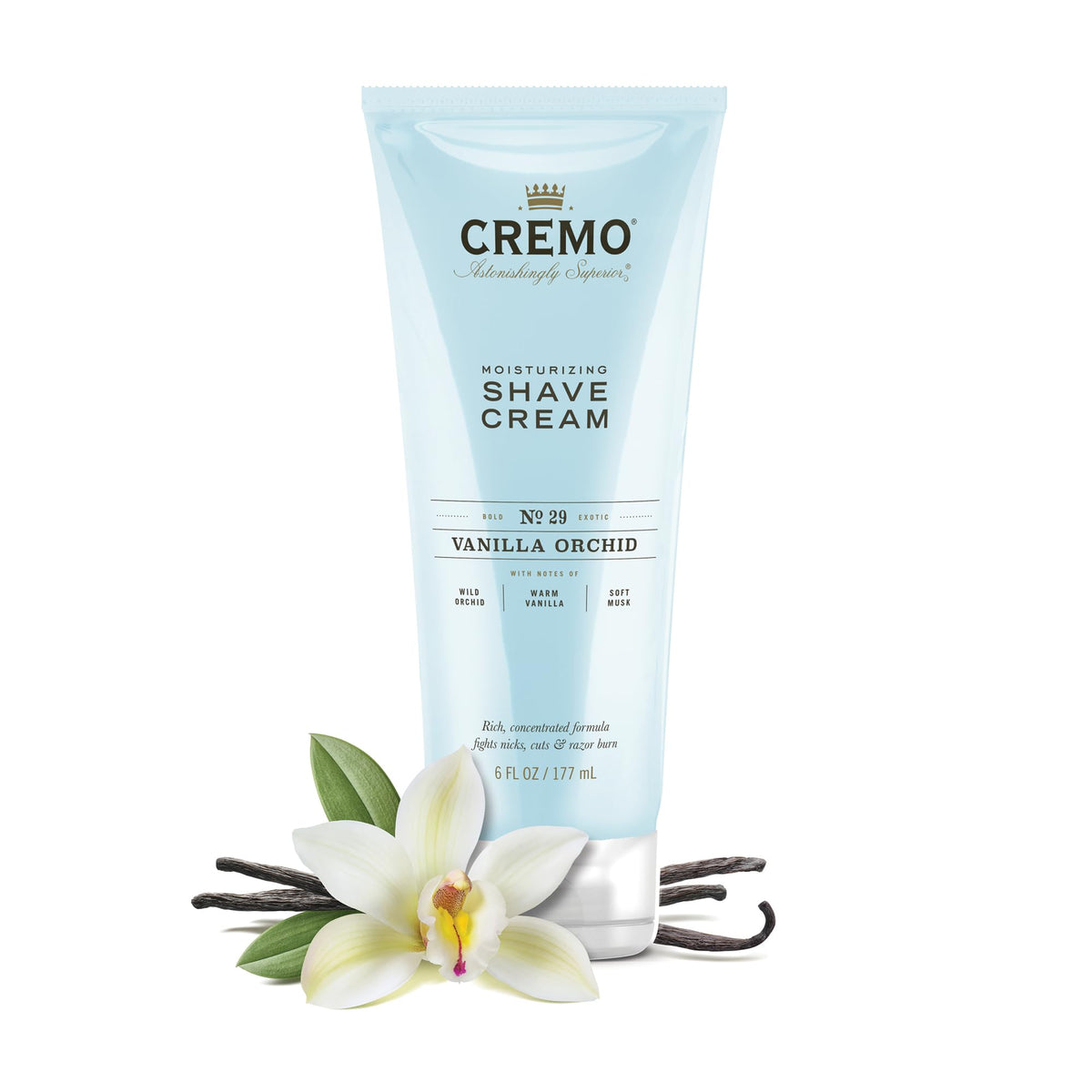 Cremo cream highlights macadamia seed oil and aloe for lasting moisture.