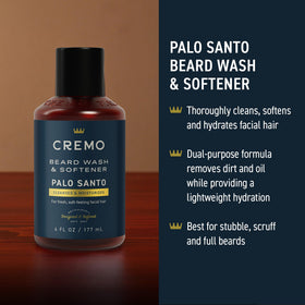 Cremo Palo Santo 2n1 Beard Softener bottle for smoother scruff