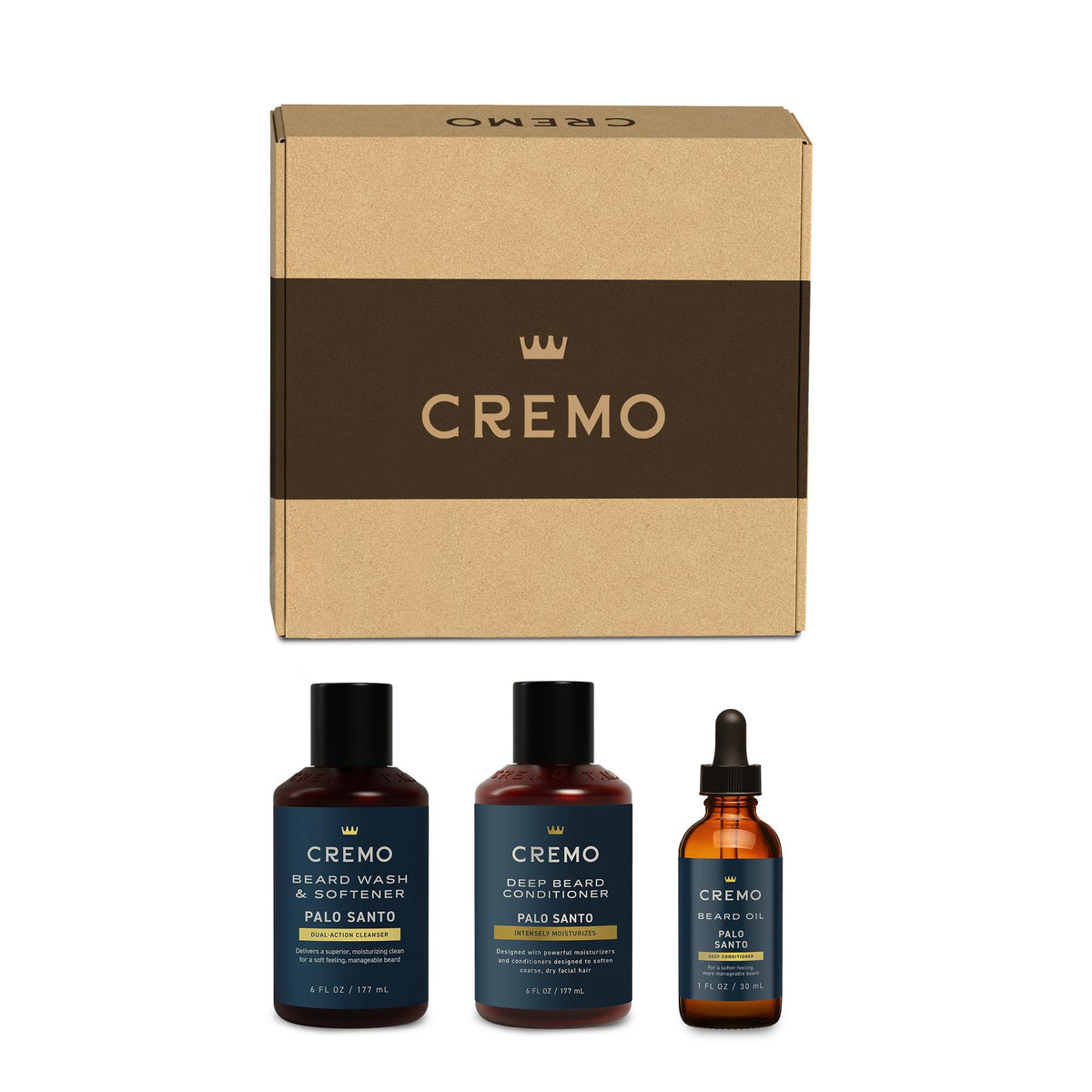 Cremo Palo Santo 2n1 beard wash bottle with multi-layered fragrance for daily cleansing