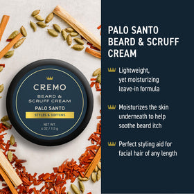 Cremo Palo Santo Beard and Scruff Cream tube moisturizing short beards